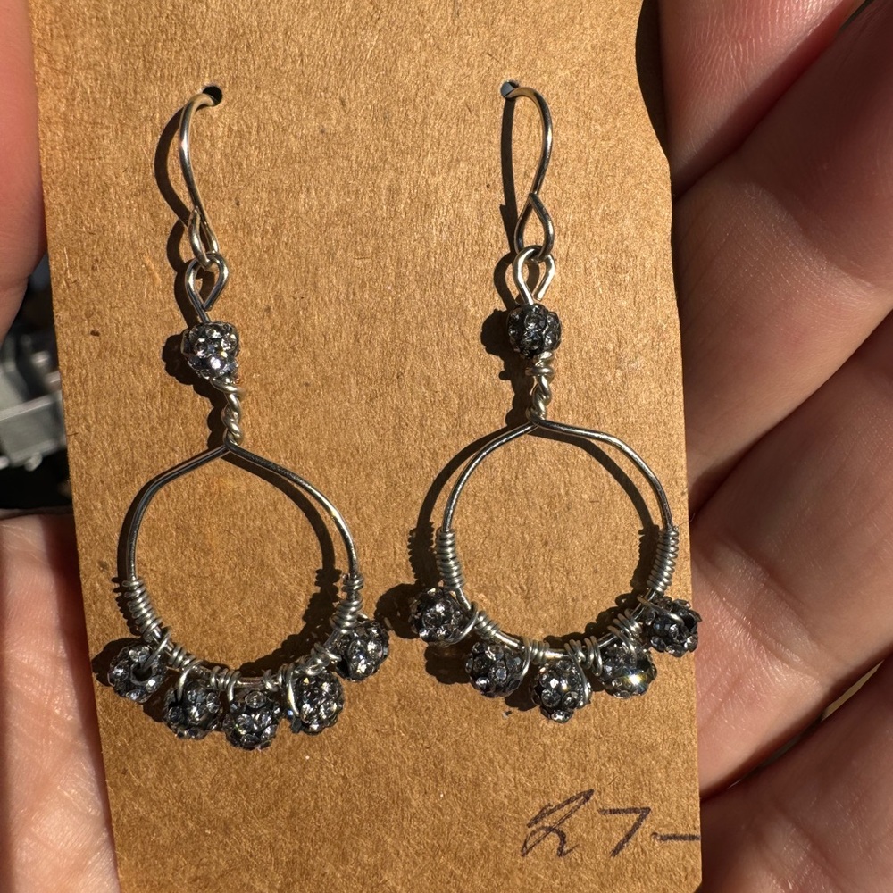 Silver Bohemian Hoop Earrings with Beaded Accents